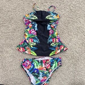 VENUS Tropical Floral Kids Bikini - Black and Multicolor